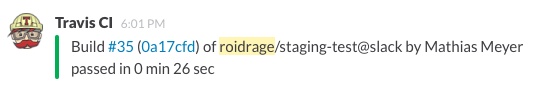 Screenshot of sample Slack integration